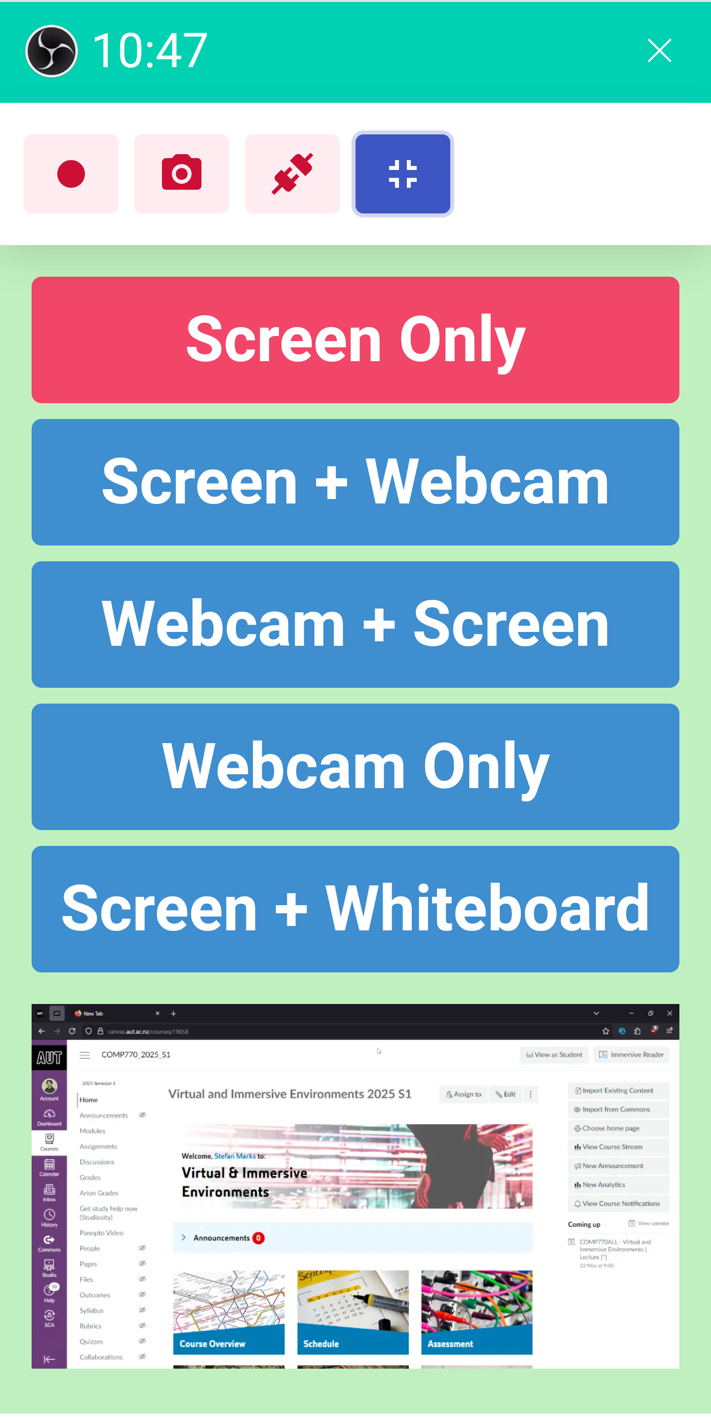 Screenshot of Web interface